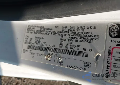 2017 Ford Fiesta Se из США, поврежденный, VIN 3FADP4EJXHM129173